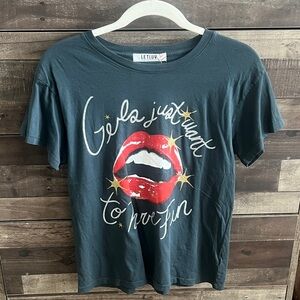 LETLOV Women's Short Sleeve Graphic Tee - Dark Gray